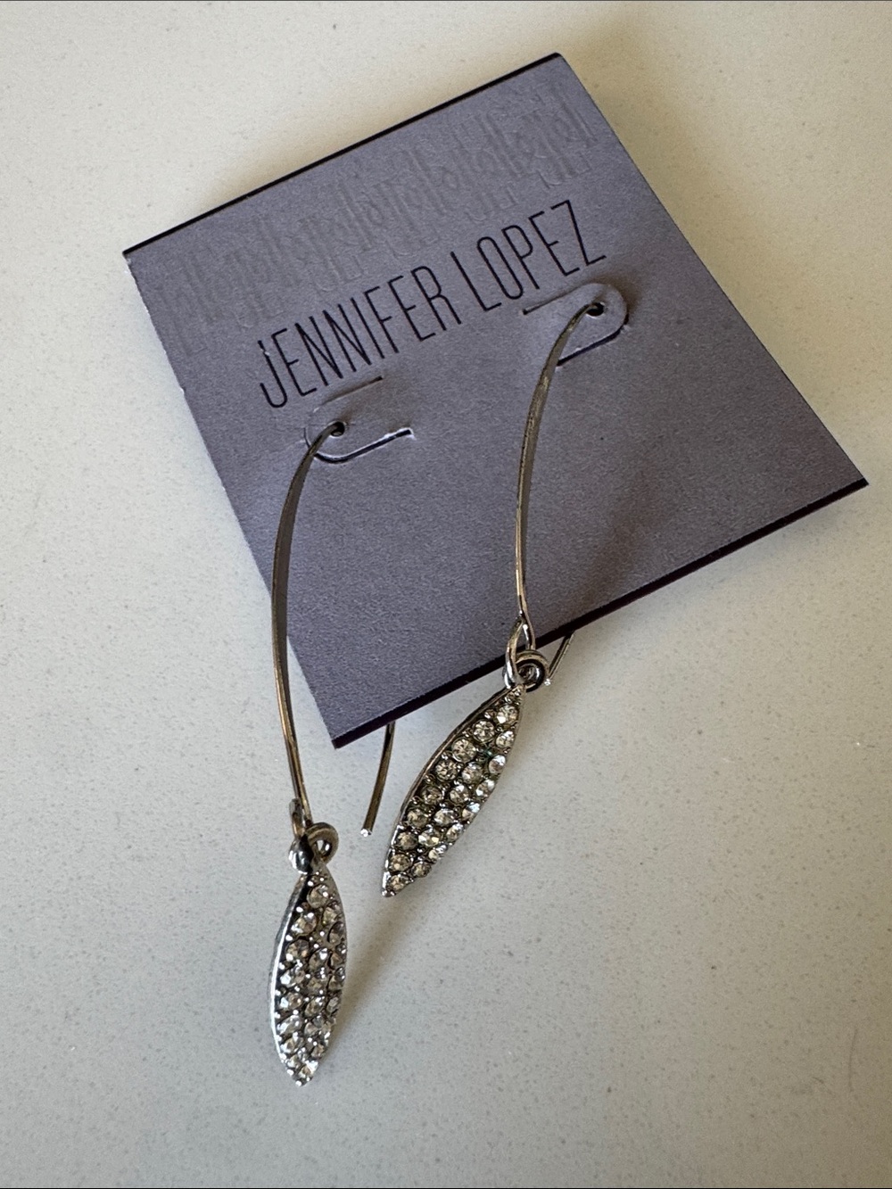 Lot of 3 Jennifer Lopez & Elle Bijoux Silver Marquise Crystal Drop Earrings - Picture 3 of 5